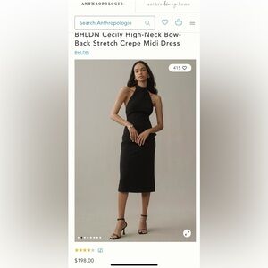 BHLDN Black Halter Sheath Midi Dress